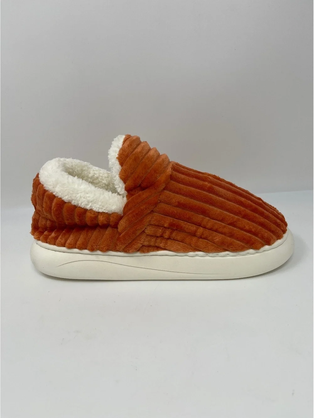 Boutique Orange Corduroy Fleece Lined Slippers Mules Platform EU 42-43 9-10